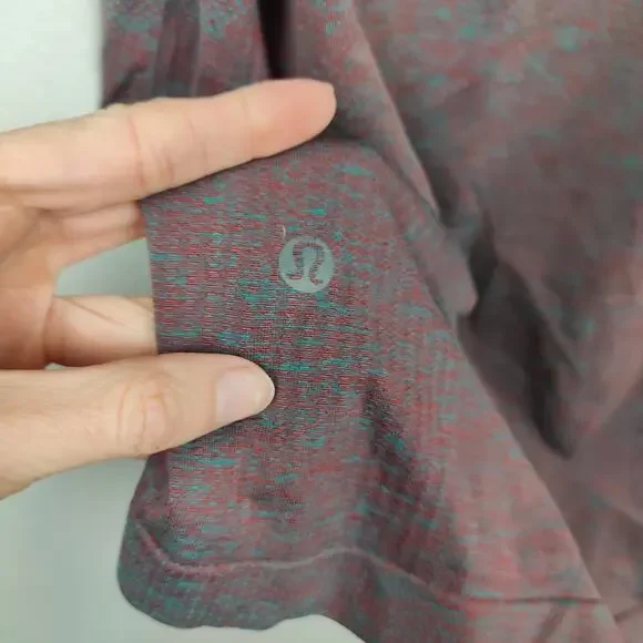 Lululemon Metal Vent Tech Tee Mens Large Red Teal Breathable Mesh Gym FLAWED - Picture 5 of 7